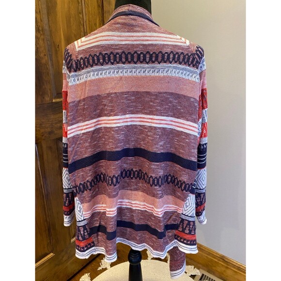 Cato Shrug Sweater Wrap Orange Rust Brown Size 18 20W Aztec Pattern Open Front - Picture 5 of 12